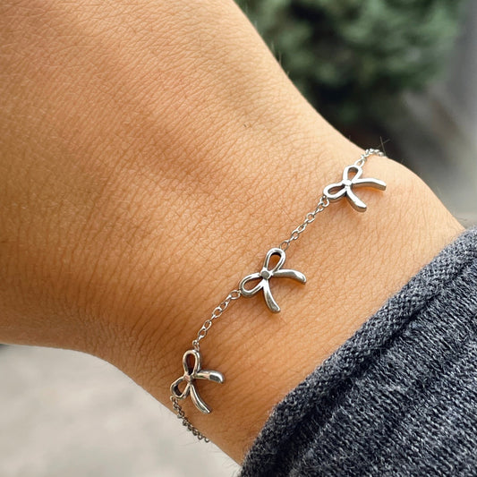 Bracciale tre fiocchetti in 2 colori