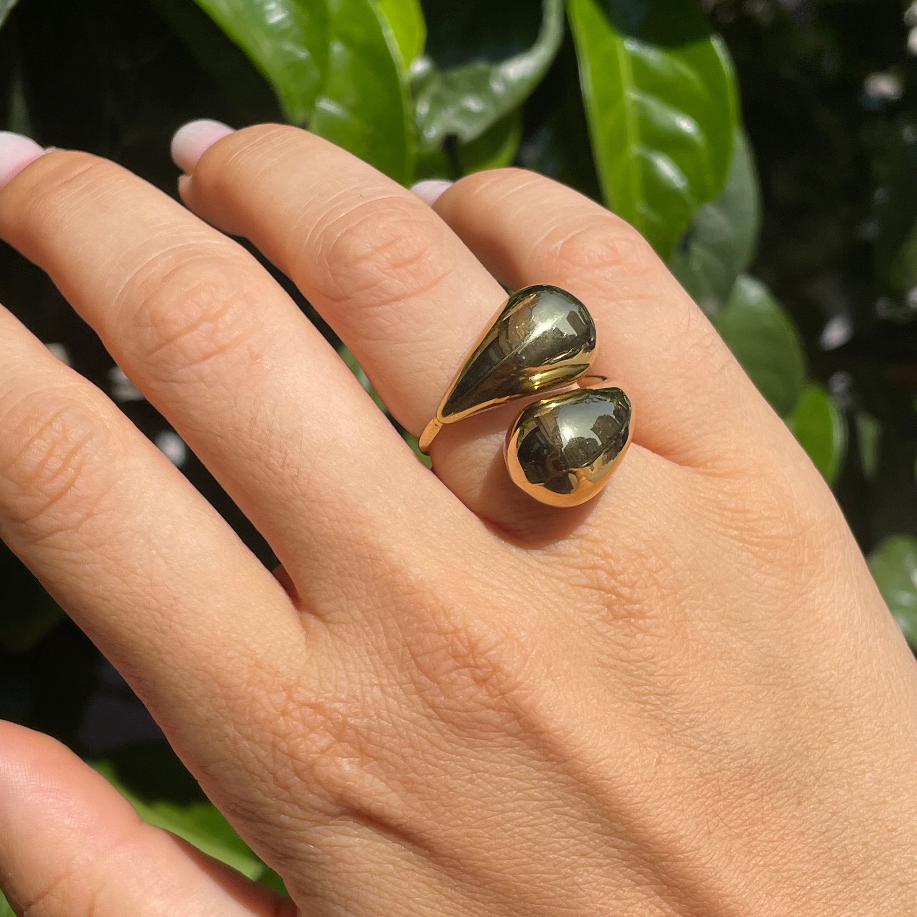 Anello doppia goccia in 2 colori