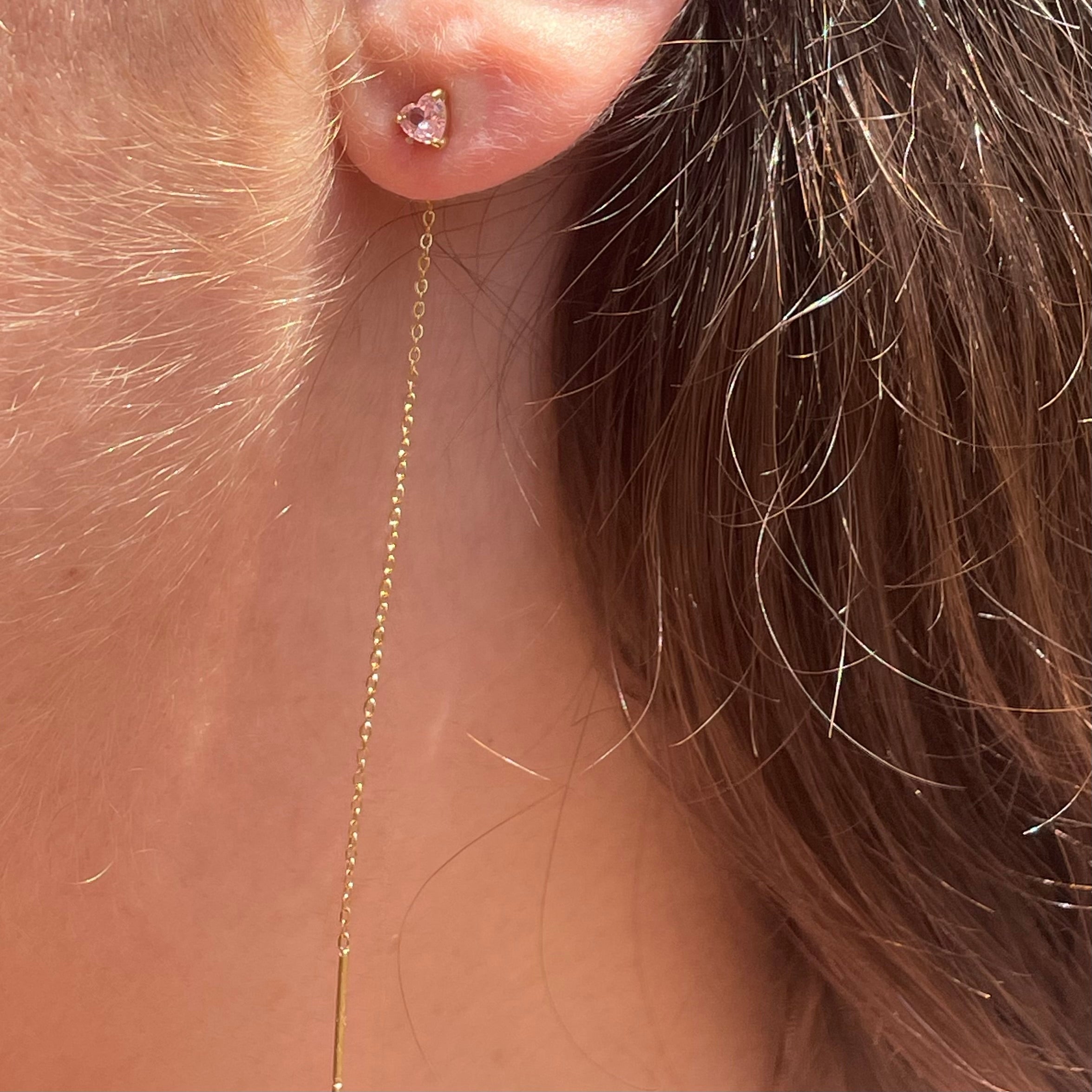 Orecchino sali e scendi cuore e zircone in 2 colori