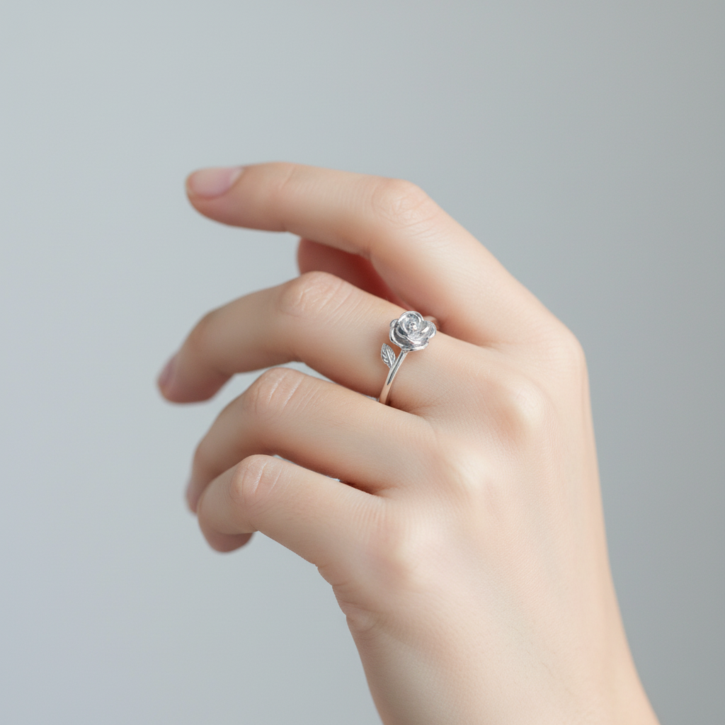 Anello rosa sbocciata