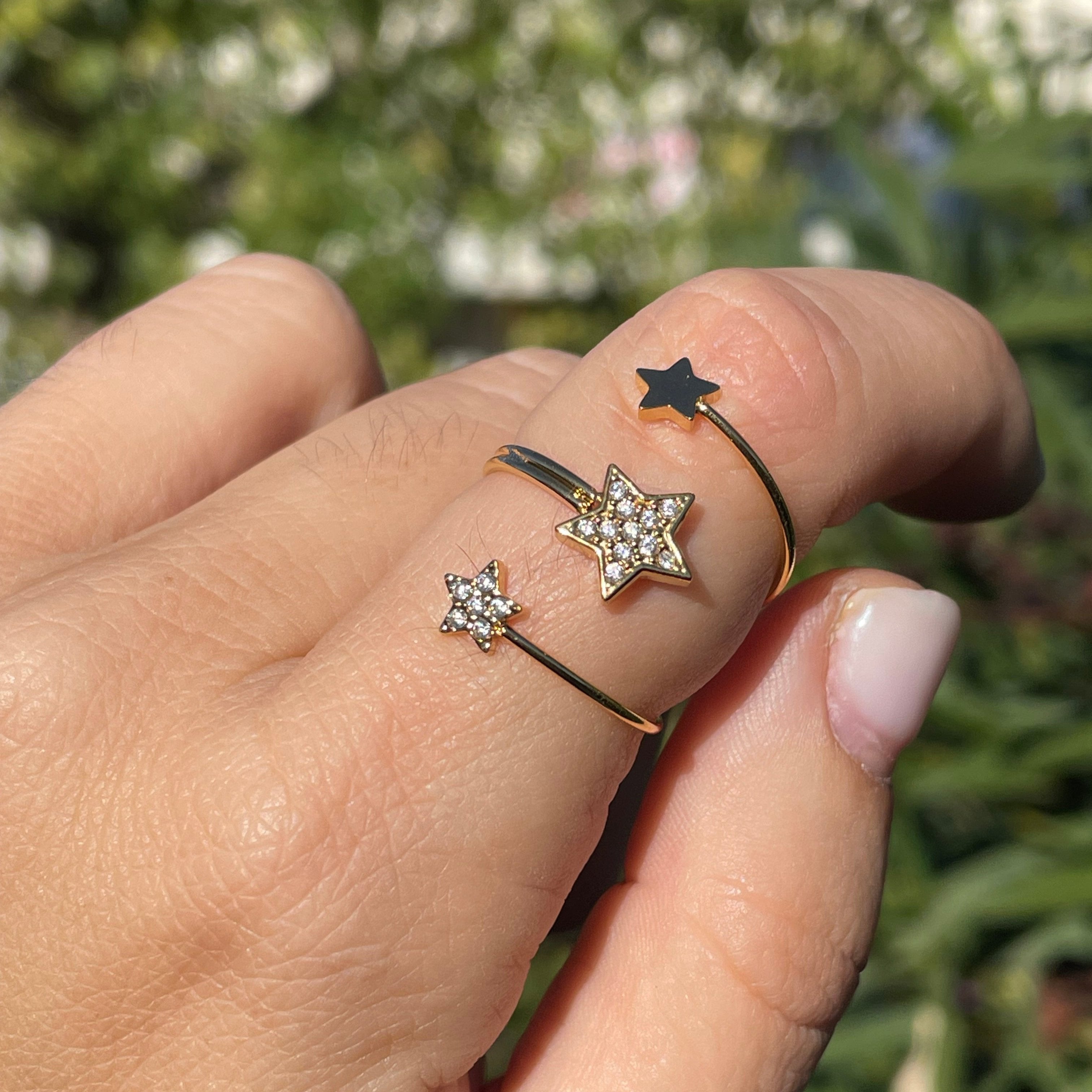 Anello tre stelline in 2 colori