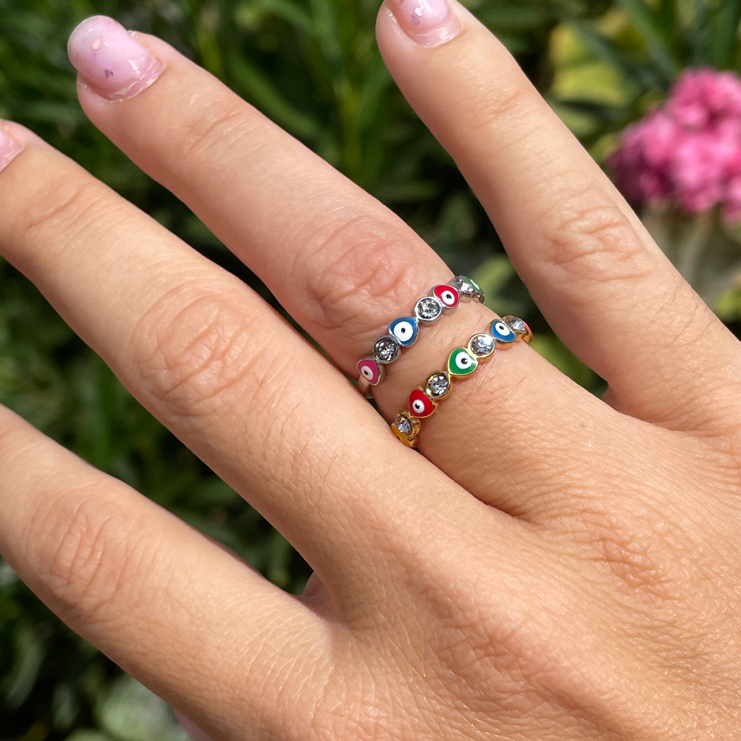 Anello con occhio di Allah in 2 colori