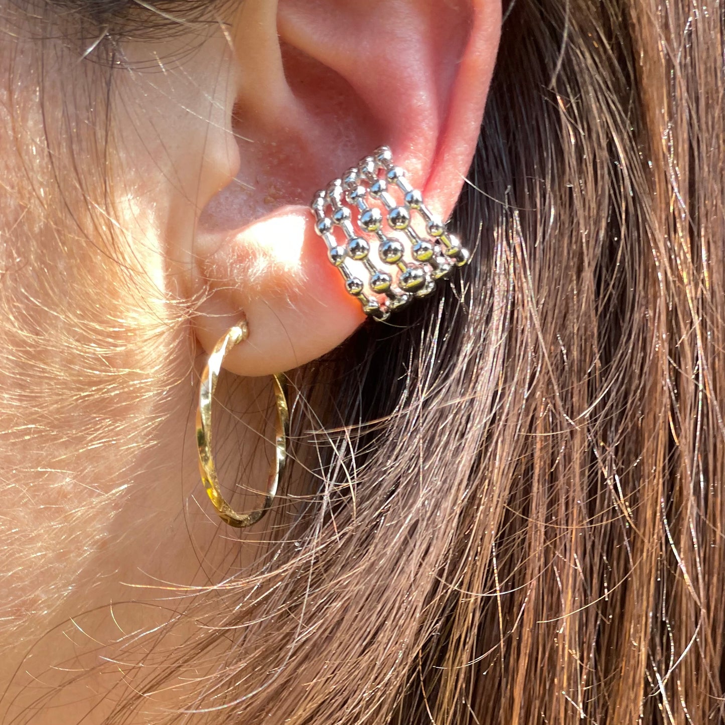Ear cuff pallini a tre in 2 colori