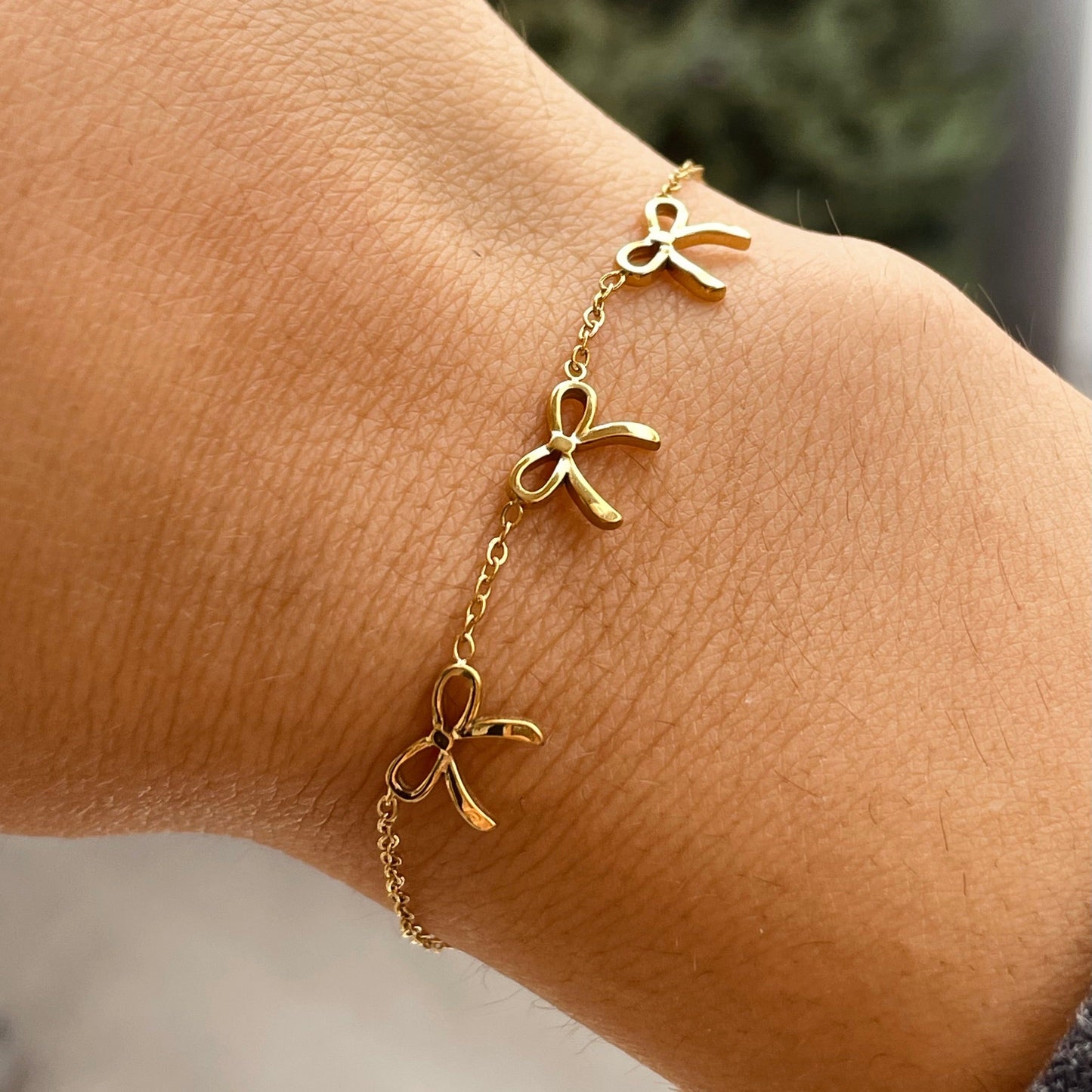 Bracciale tre fiocchetti in 2 colori