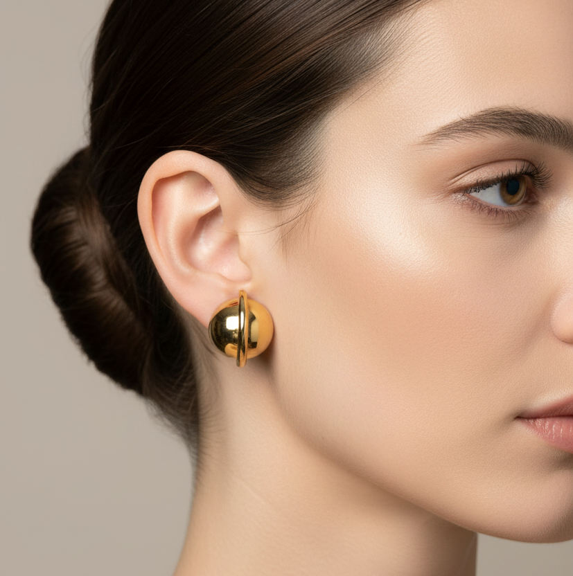 Orecchini bottone in 2 colori