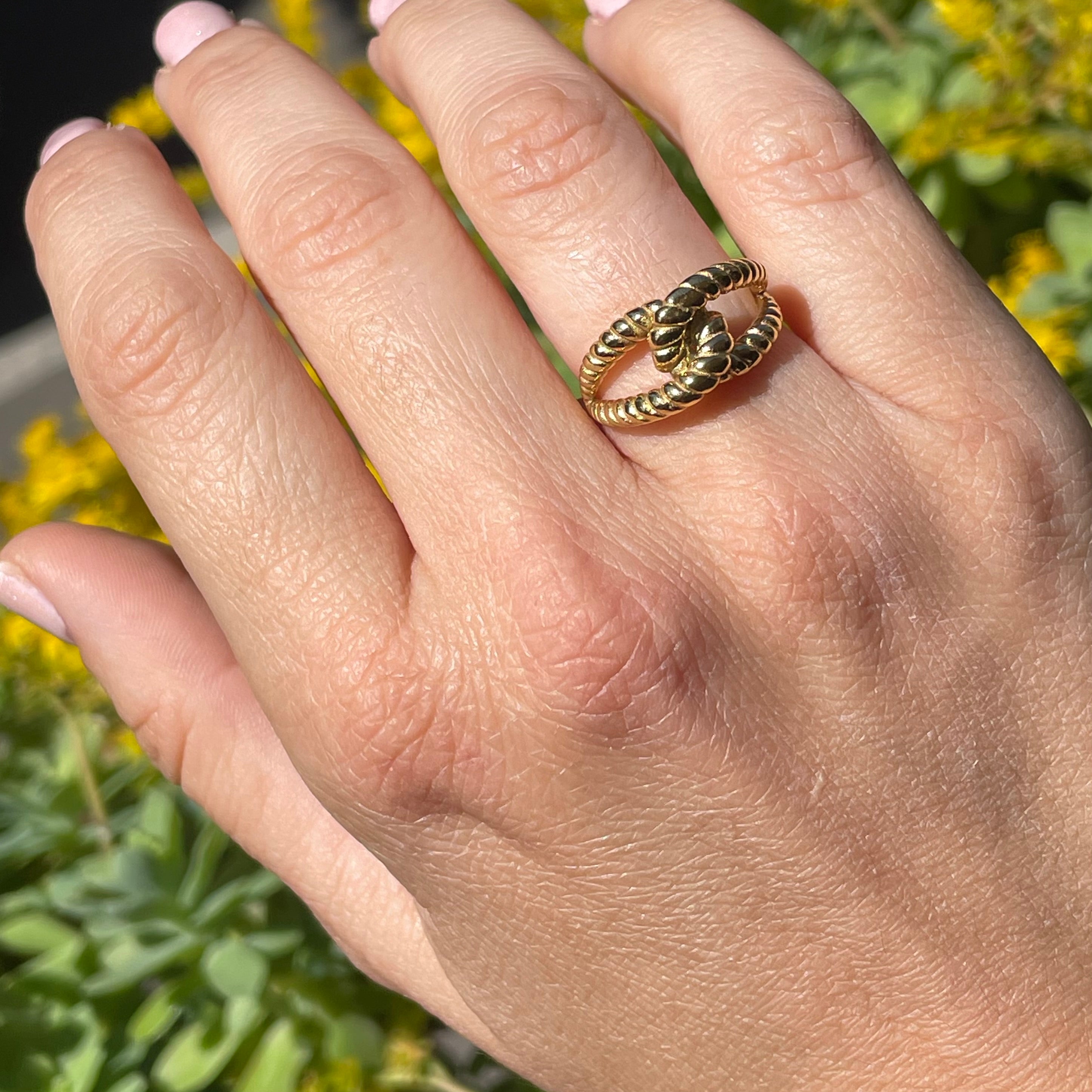 Anello nodo intreccio in colori Acciaio inossidabile Regolabile Dorato