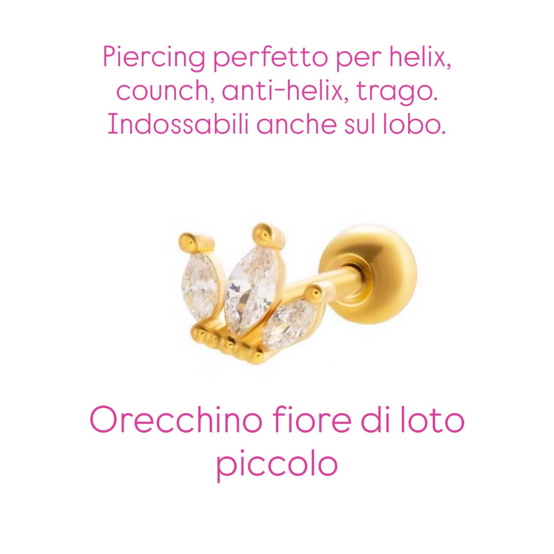 Orecchino fiore di loto piccolo in 2 colori