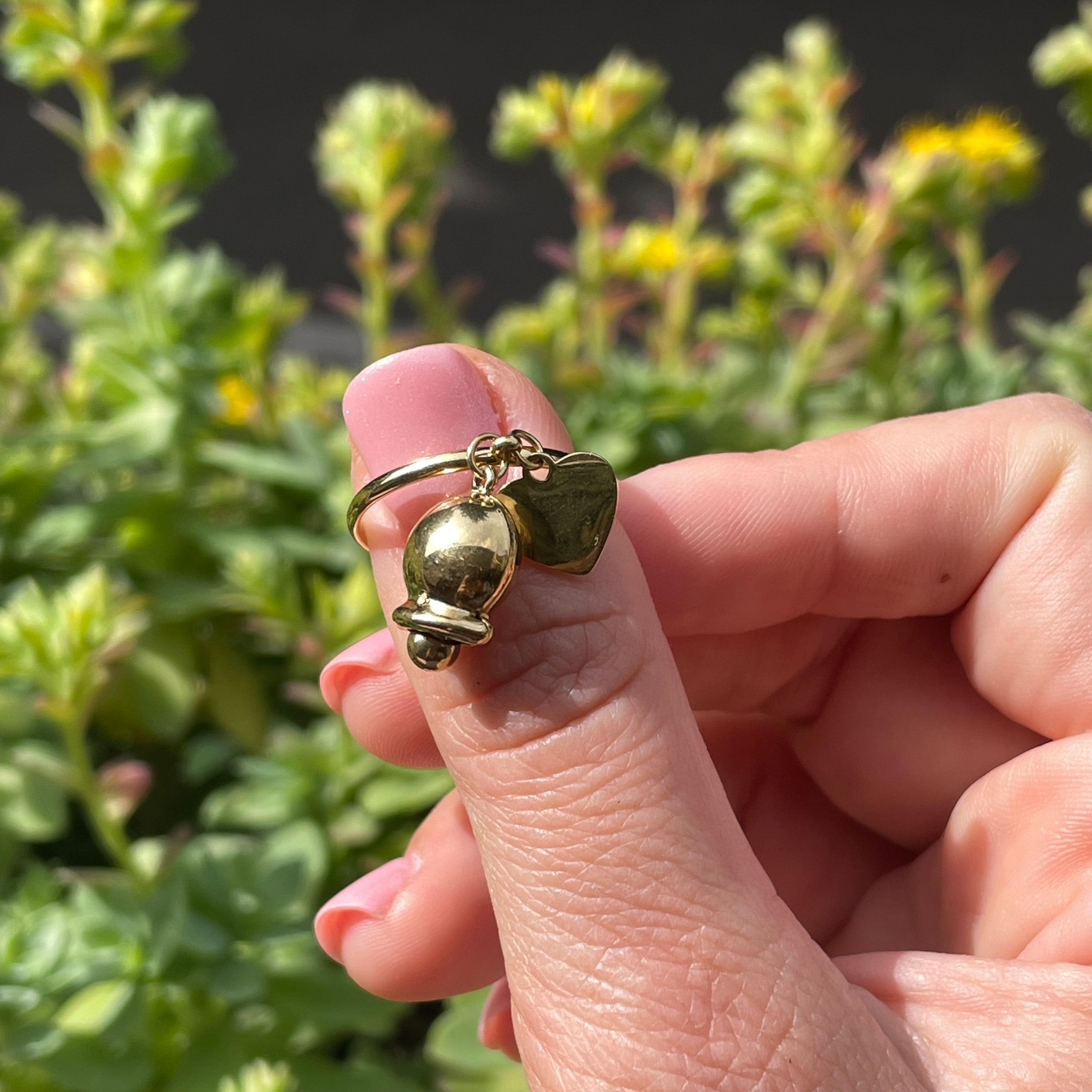Anello campanella e cuoricino in 2 colori