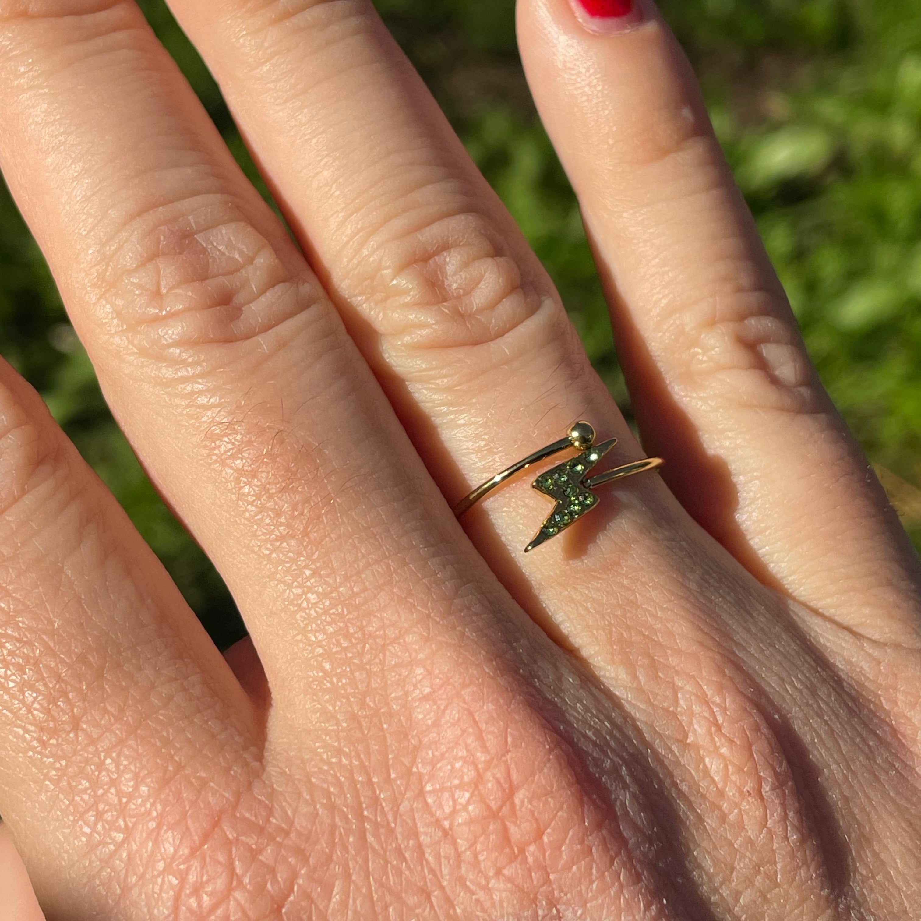 Anello fulmine verde