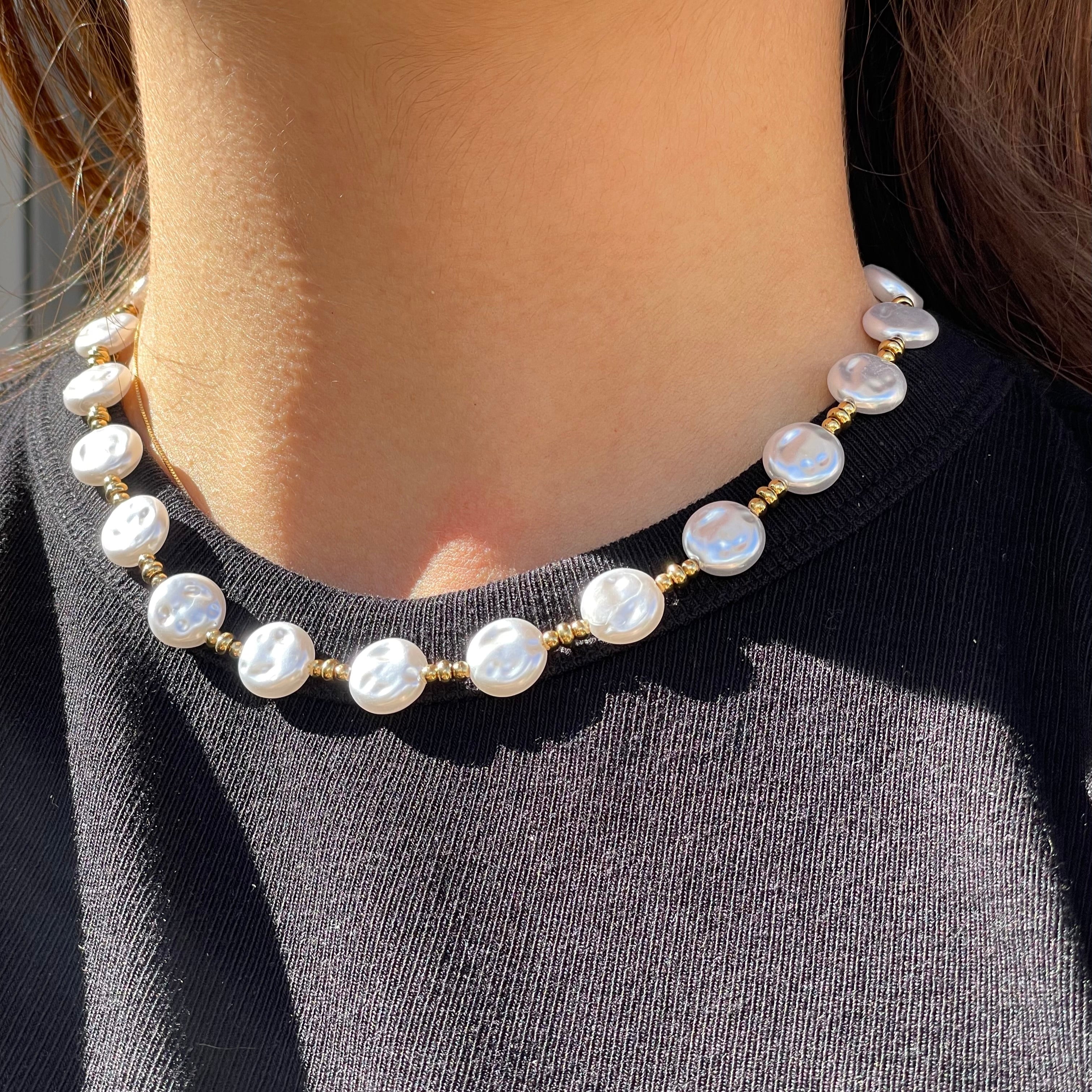 Collana di perle grandi in 2 colori