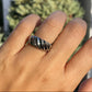 Anello fascione rigato in 2 colori
