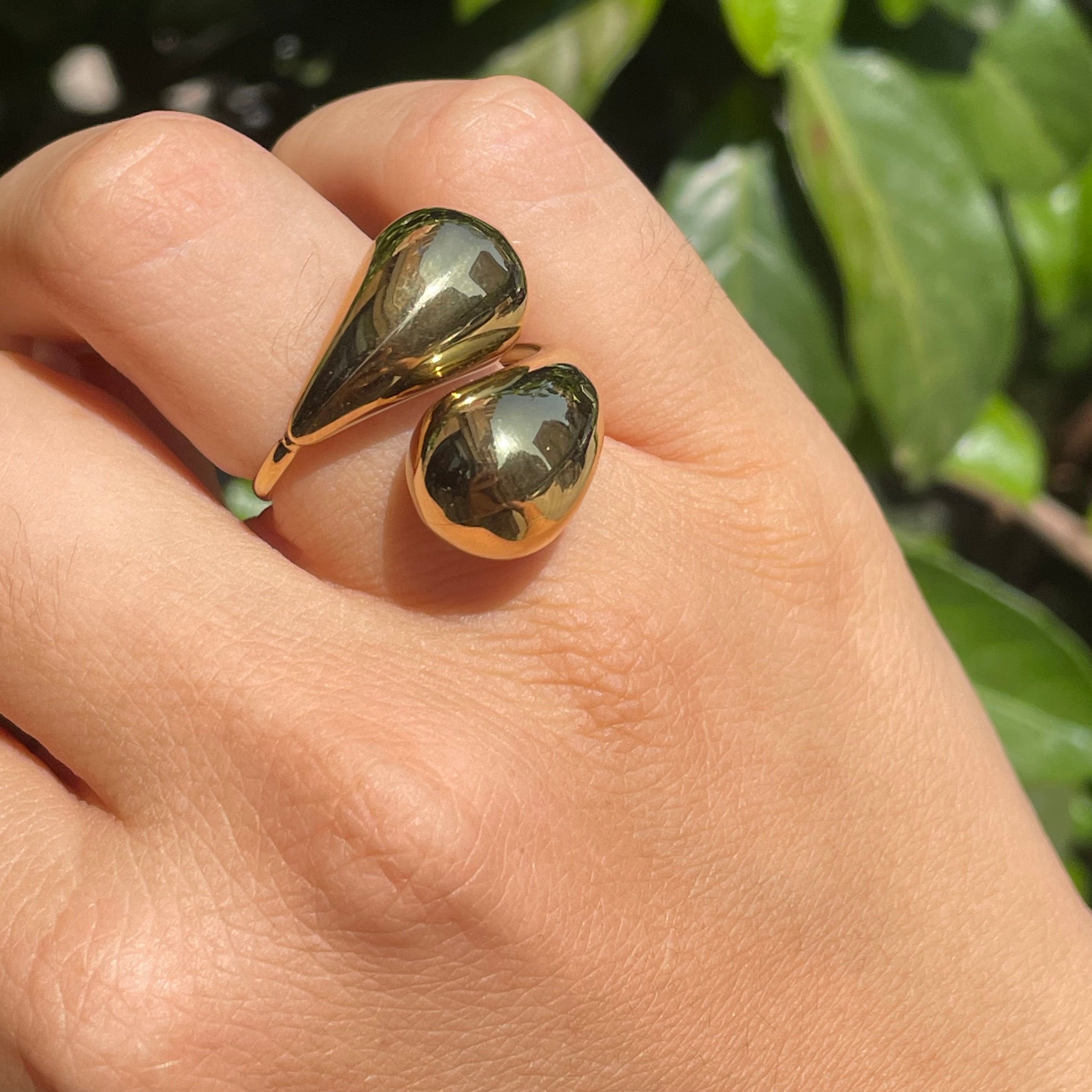 Anello doppia goccia in 2 colori