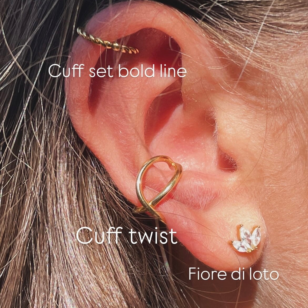 Ear cuff set bold line in 2 colori