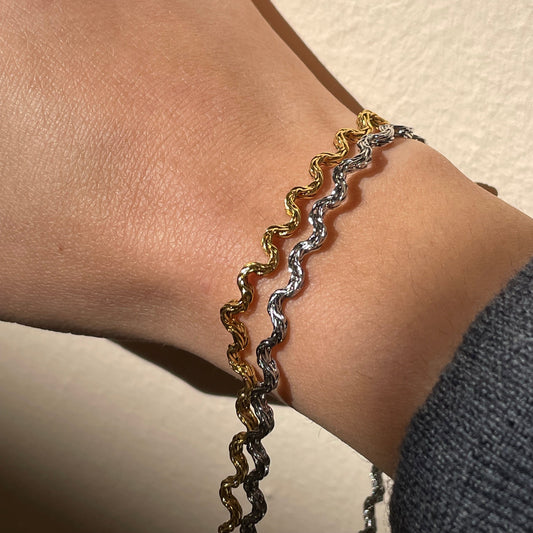 Bracciale ondulato in 2 colori