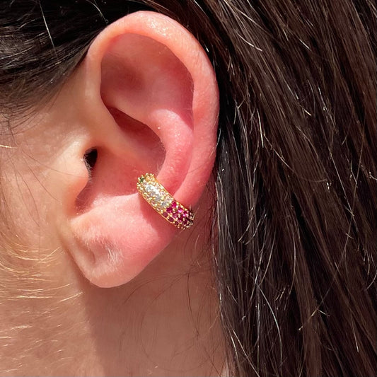 Ear cuff mini con zirconi colorati in 2 colori