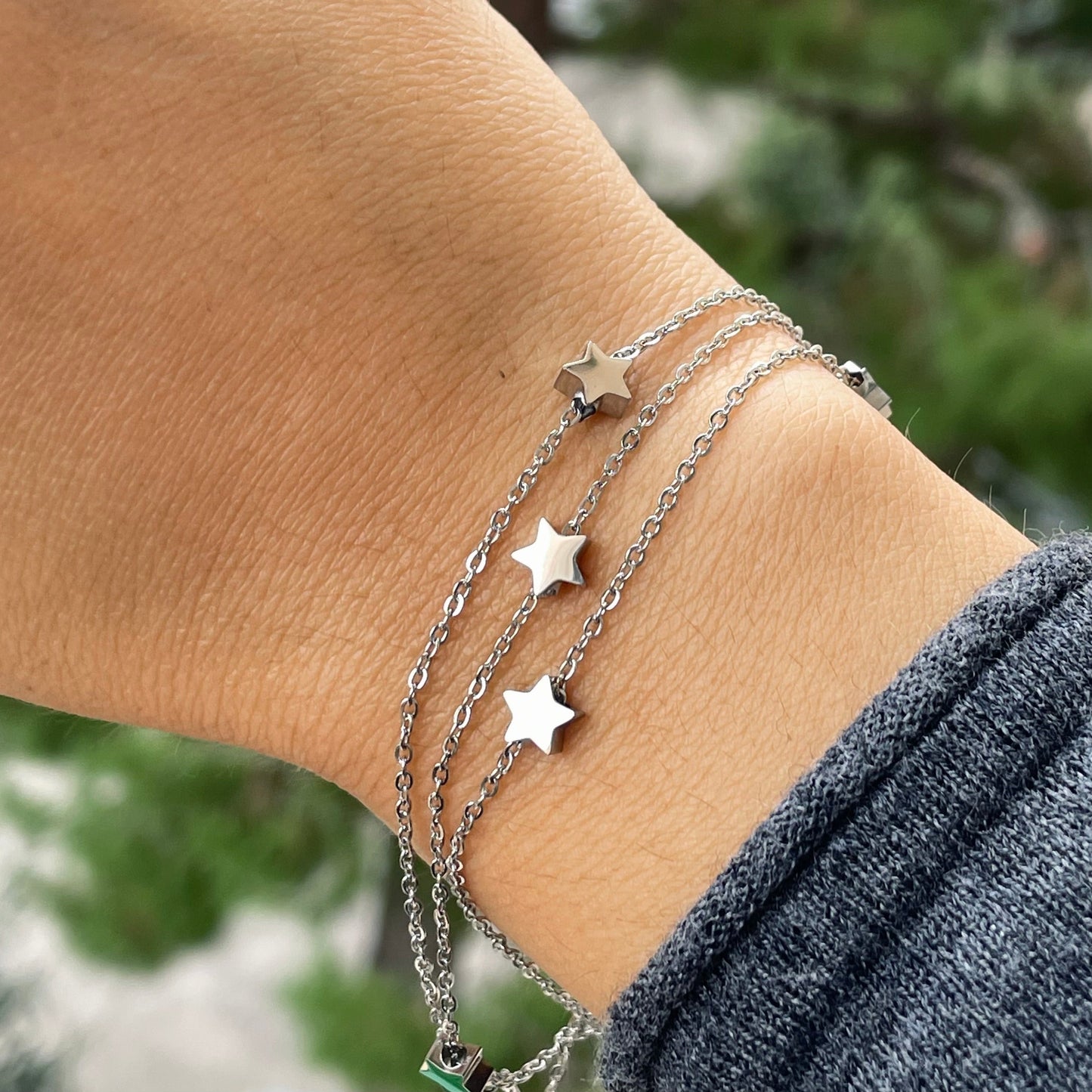 Bracciale stelline a tre fili in 2 colori