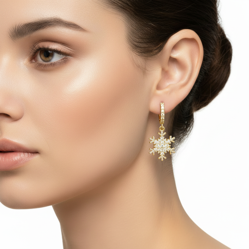 Orecchino fiocco di neve pendente