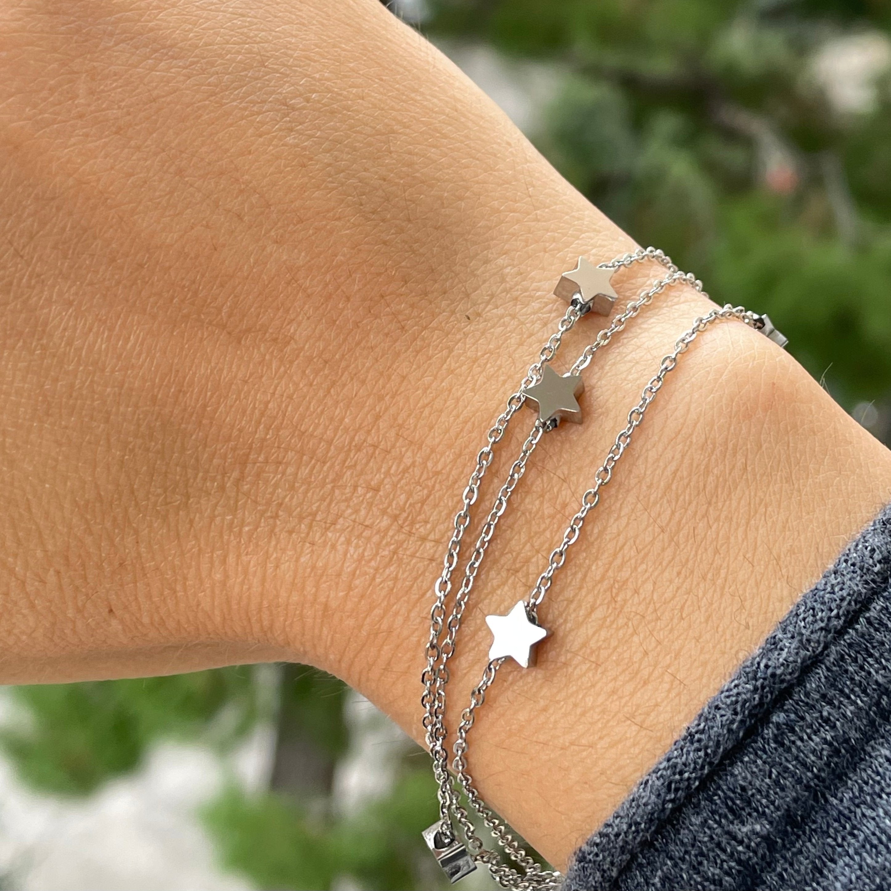 Bracciale stelline a tre fili in 2 colori