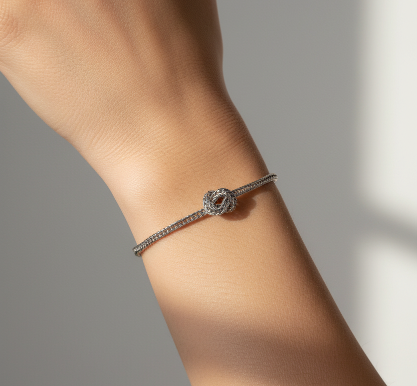 Bracciale nodo lavorato in 2 colori