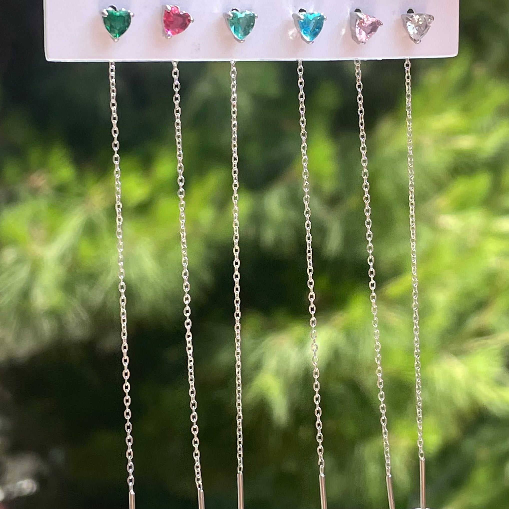 Orecchino sali e scendi cuore e zircone in 2 colori