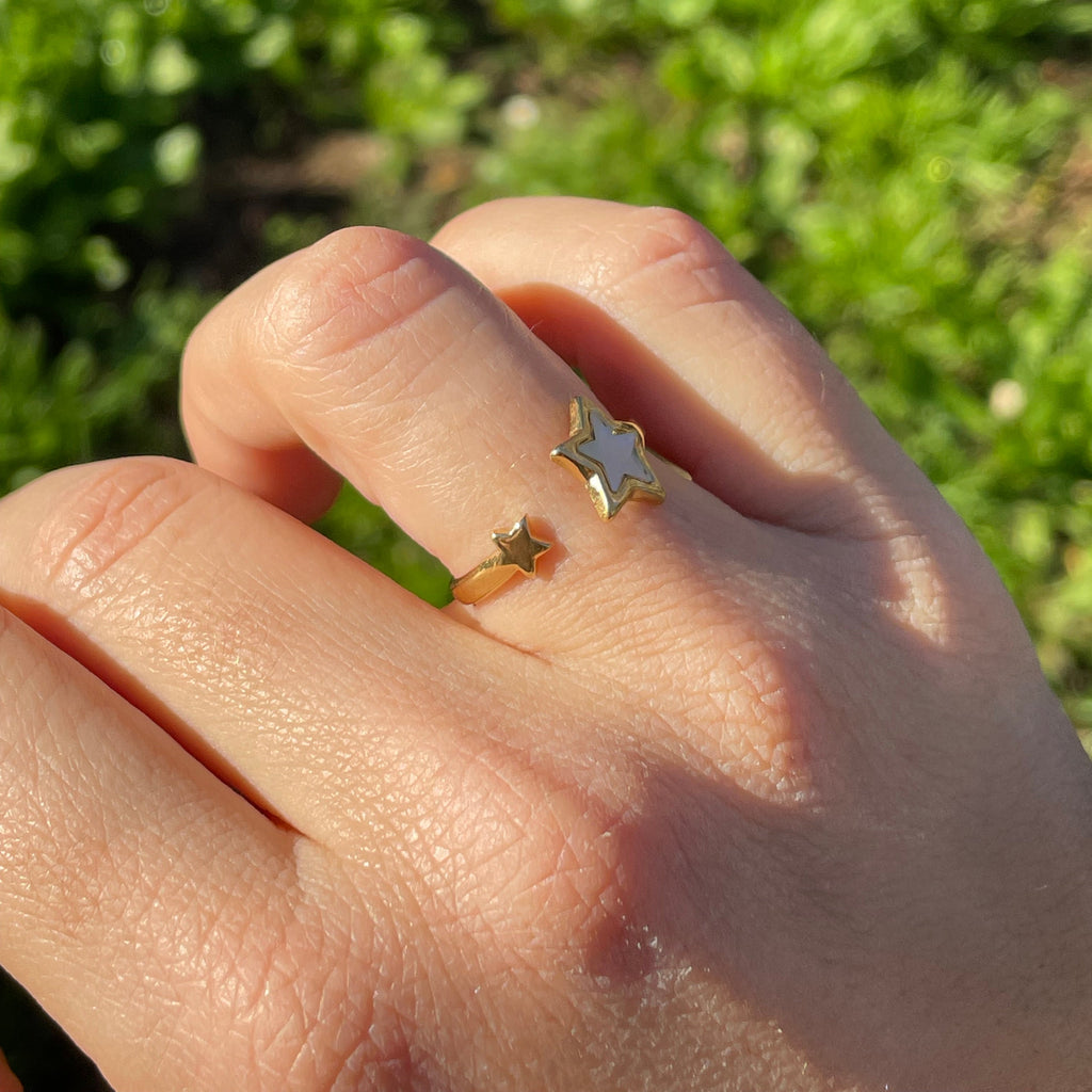 Anello stelle perlato