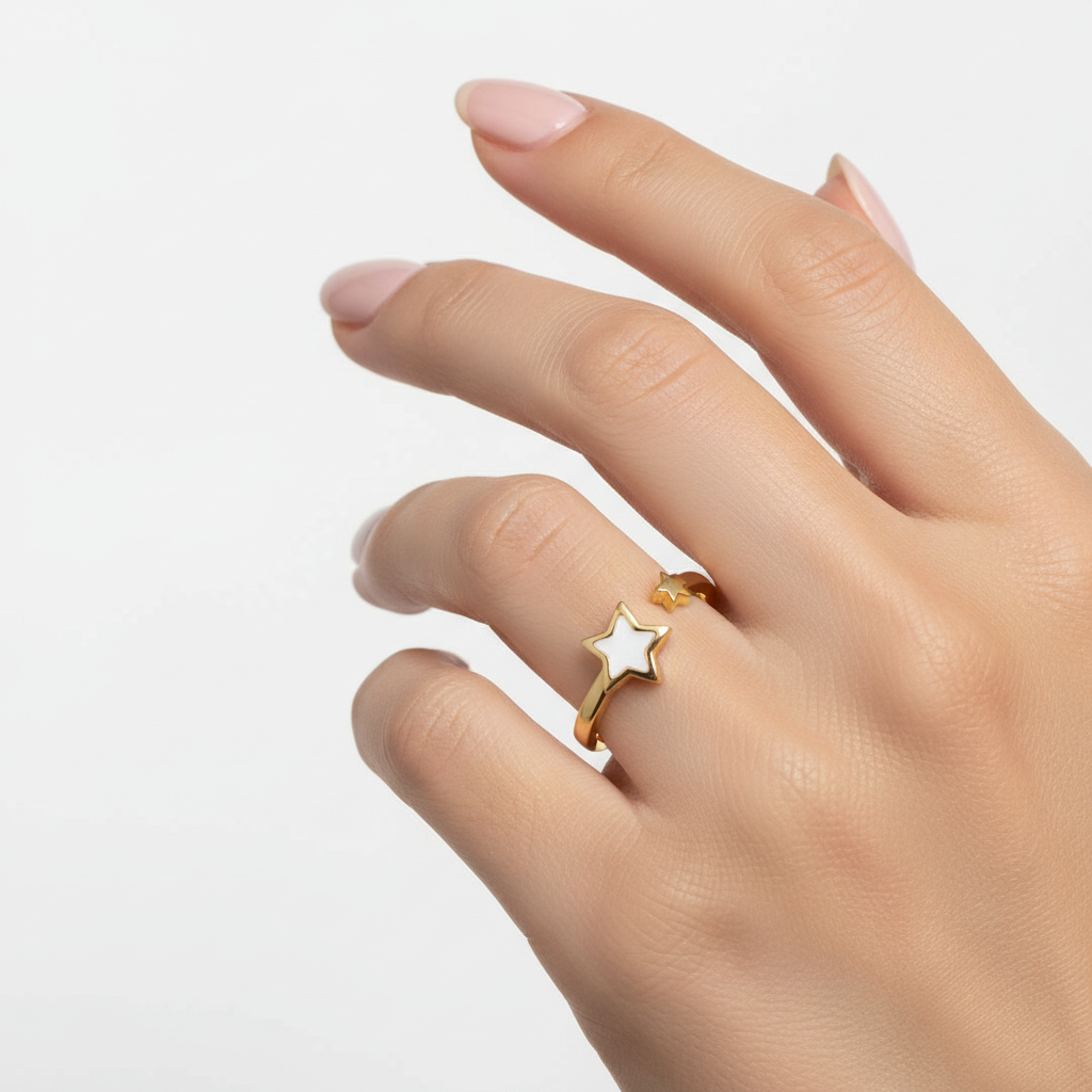 Anello stelle perlato