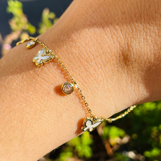 Bracciale farfalle perlate