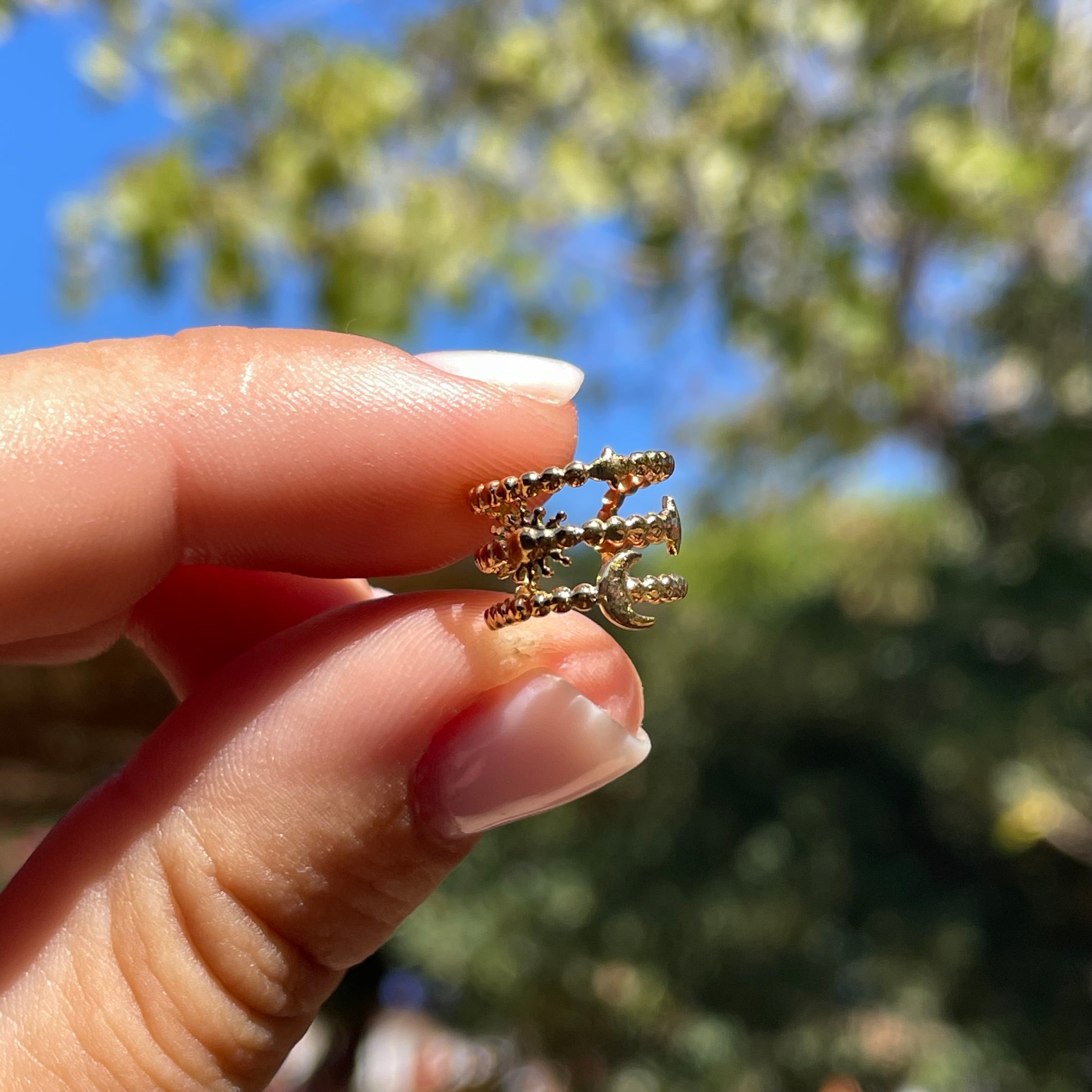Ear cuff stelle, sole e luna in 2 colori