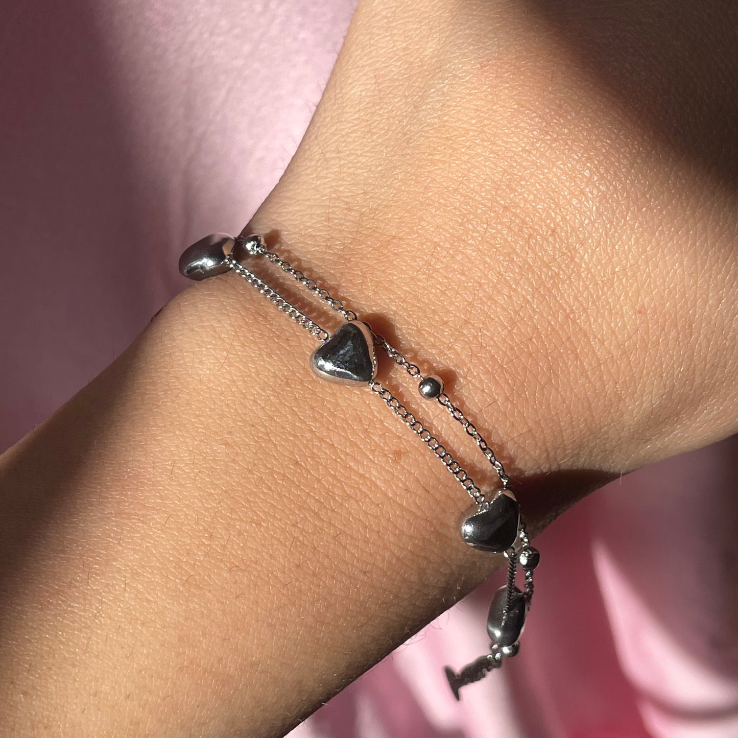 Bracciale cuori a due fili in 2 colori