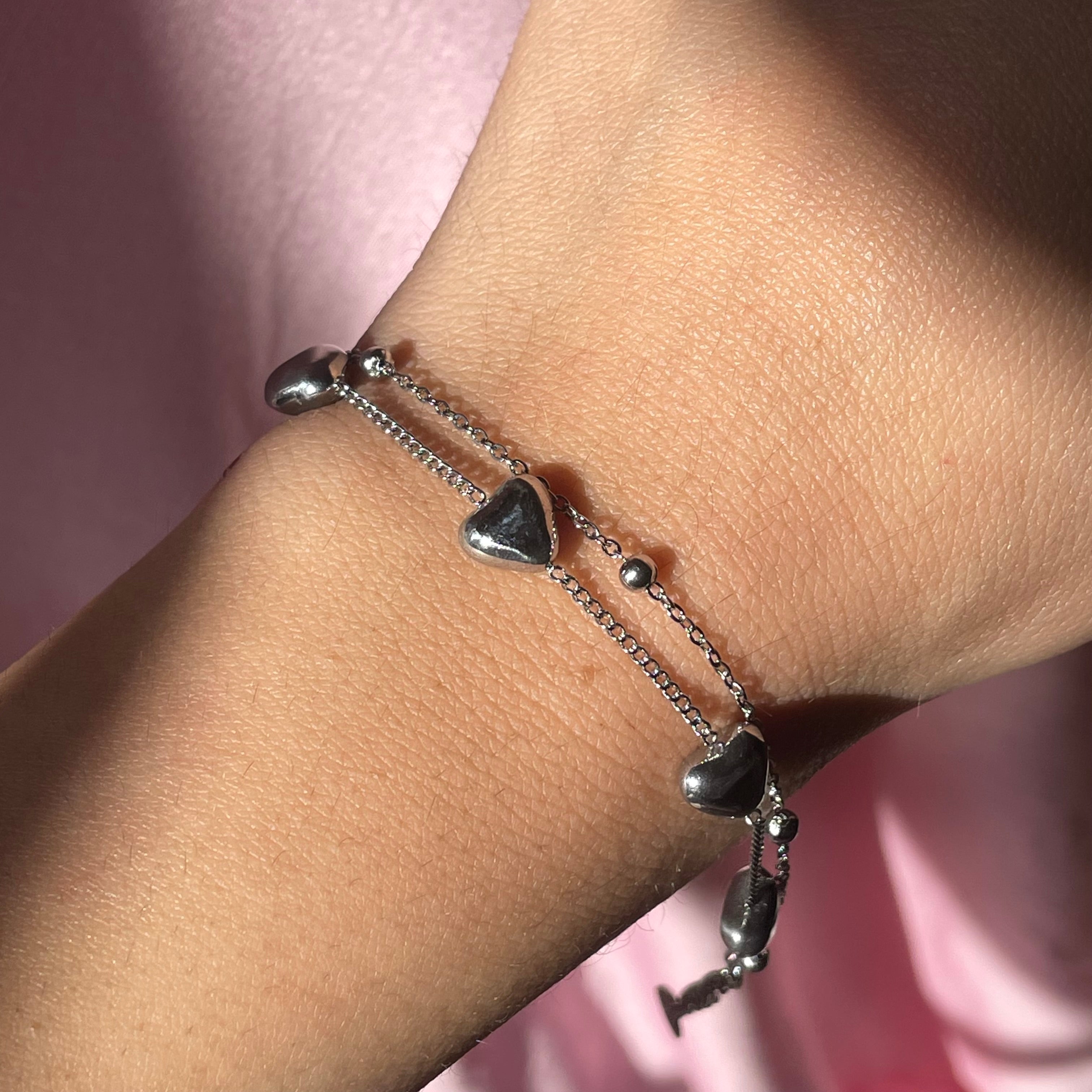Bracciale cuori a due fili in 2 colori