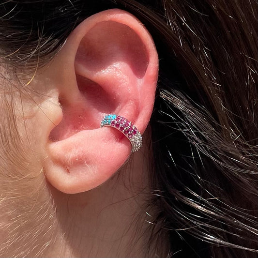 Ear cuff mini con zirconi colorati in 2 colori