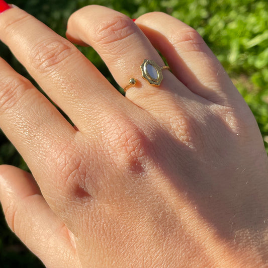 Anello specchio perlato
