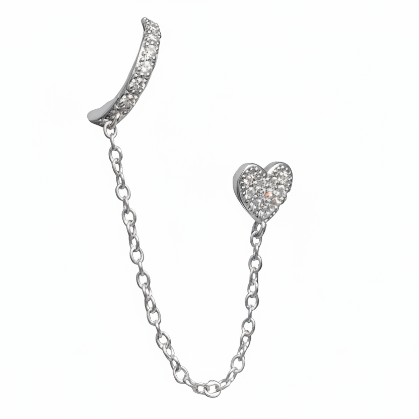 Ear cuff e orecchino con cuore