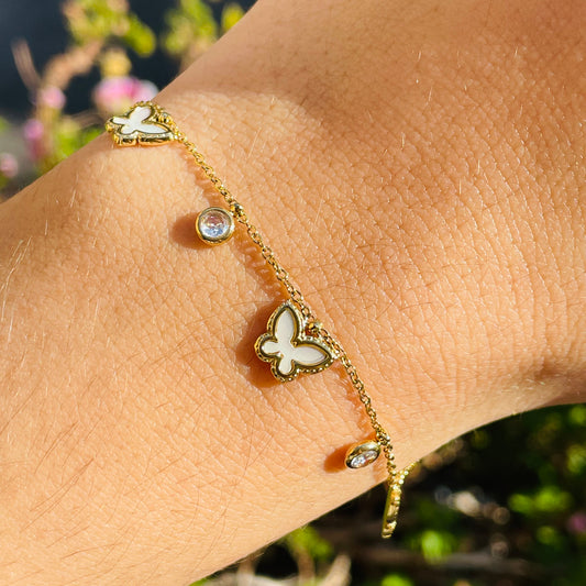 Bracciale farfalle perlate