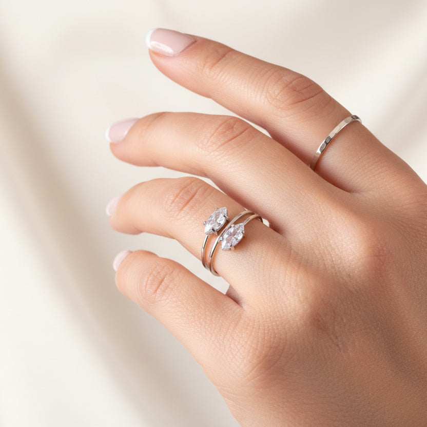 Anello double oval sparkling
