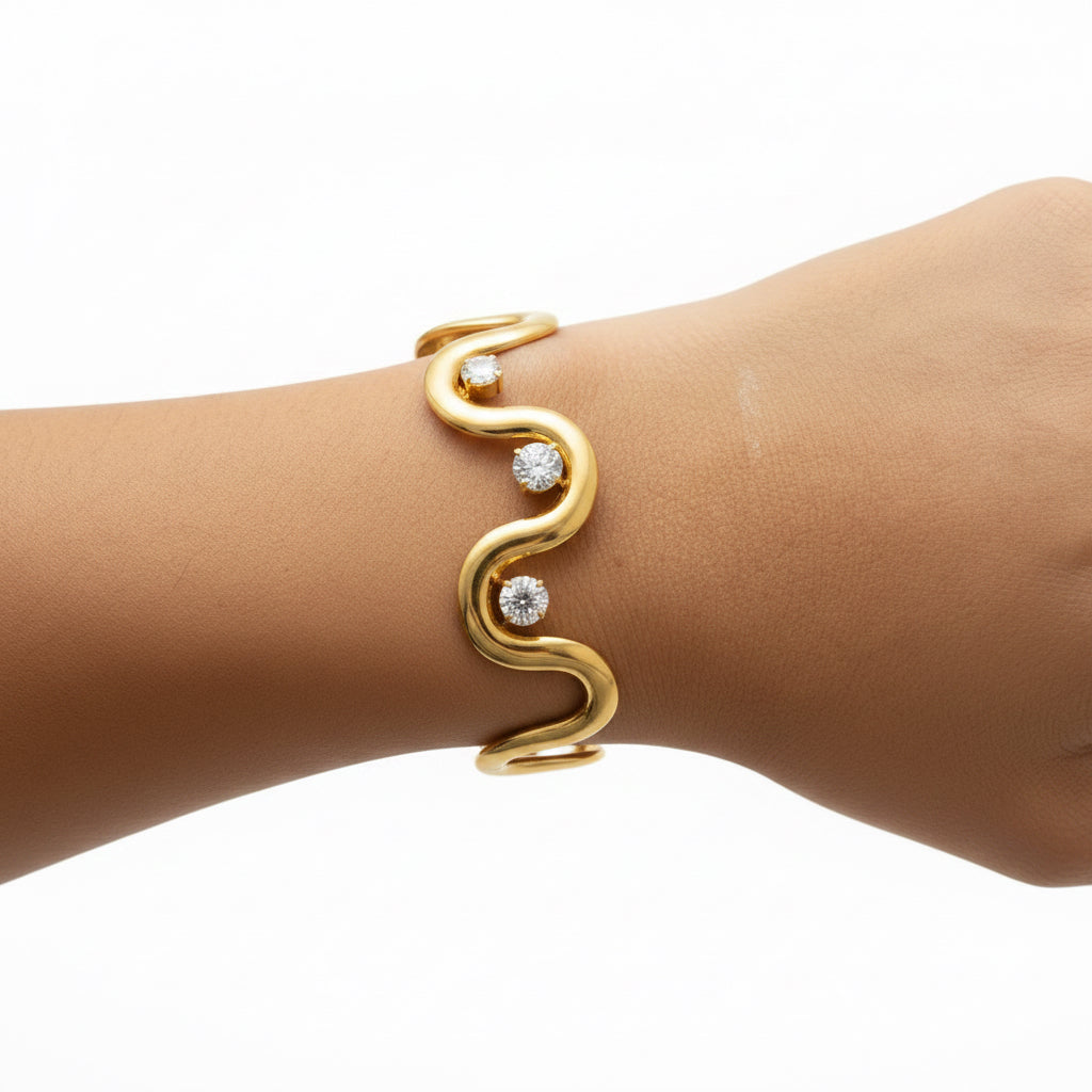 Bracciale rigido sparkling waves