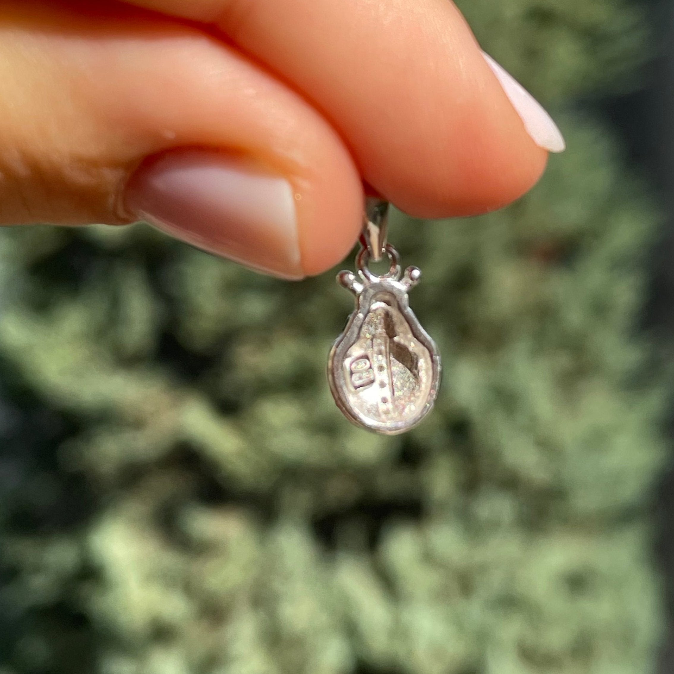 Charm Coccinella grande con zirconi