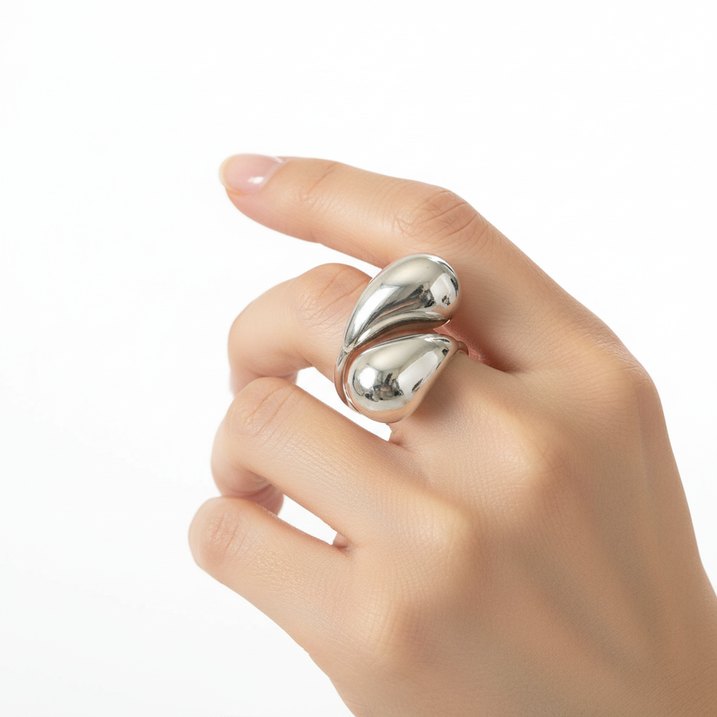 Anello doppia goccia grande