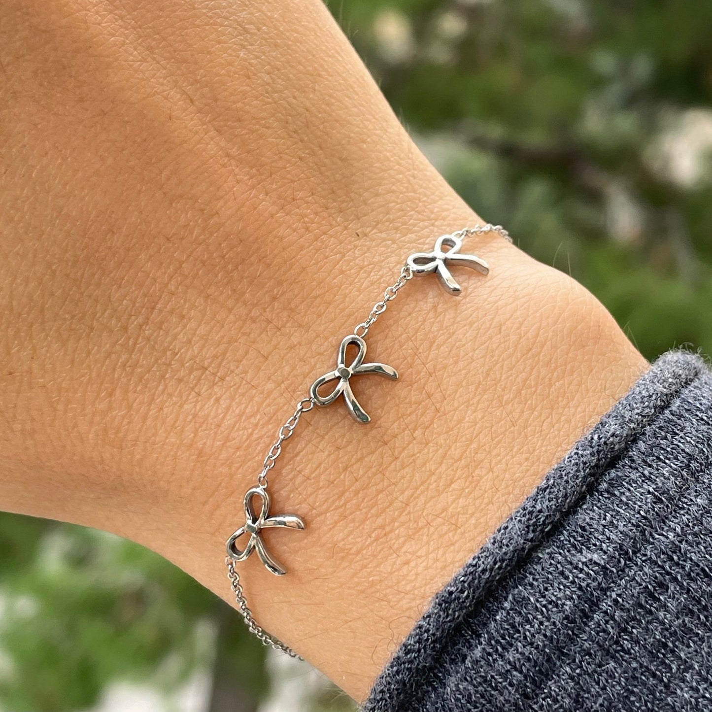 Bracciale tre fiocchetti in 2 colori