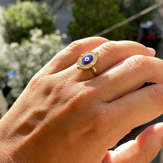 Anello occhio di Allah tondo in 2 colori