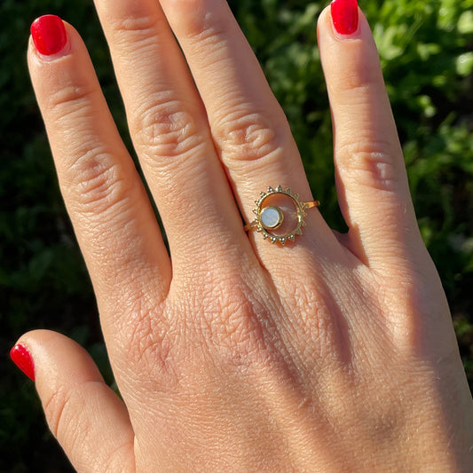 Anello sole e sfera perlato