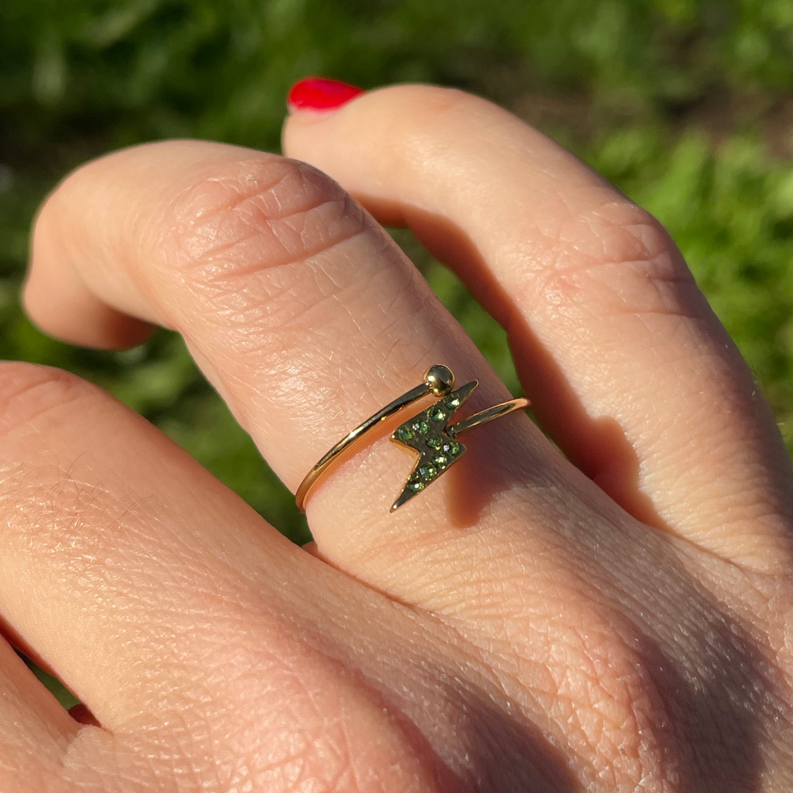 Anello fulmine verde
