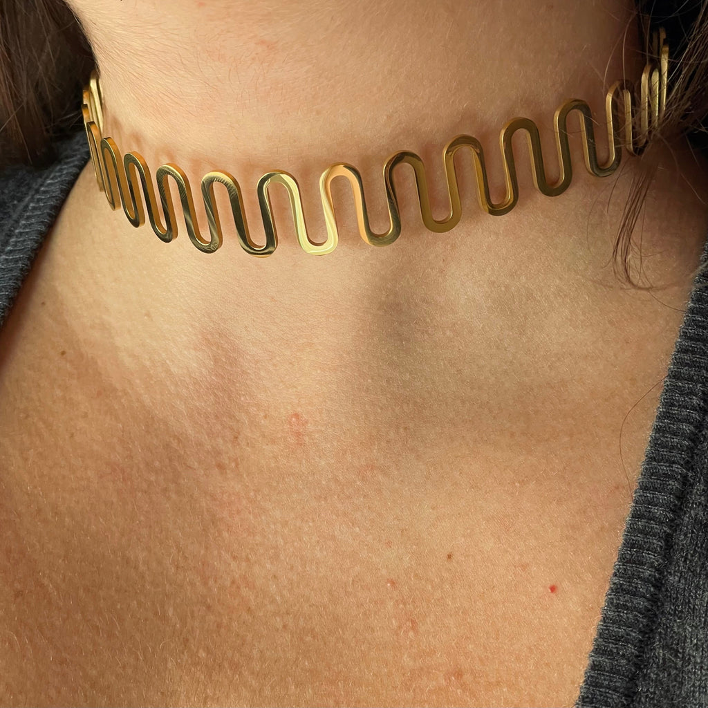 Collana rigida ondulata in 2 colori