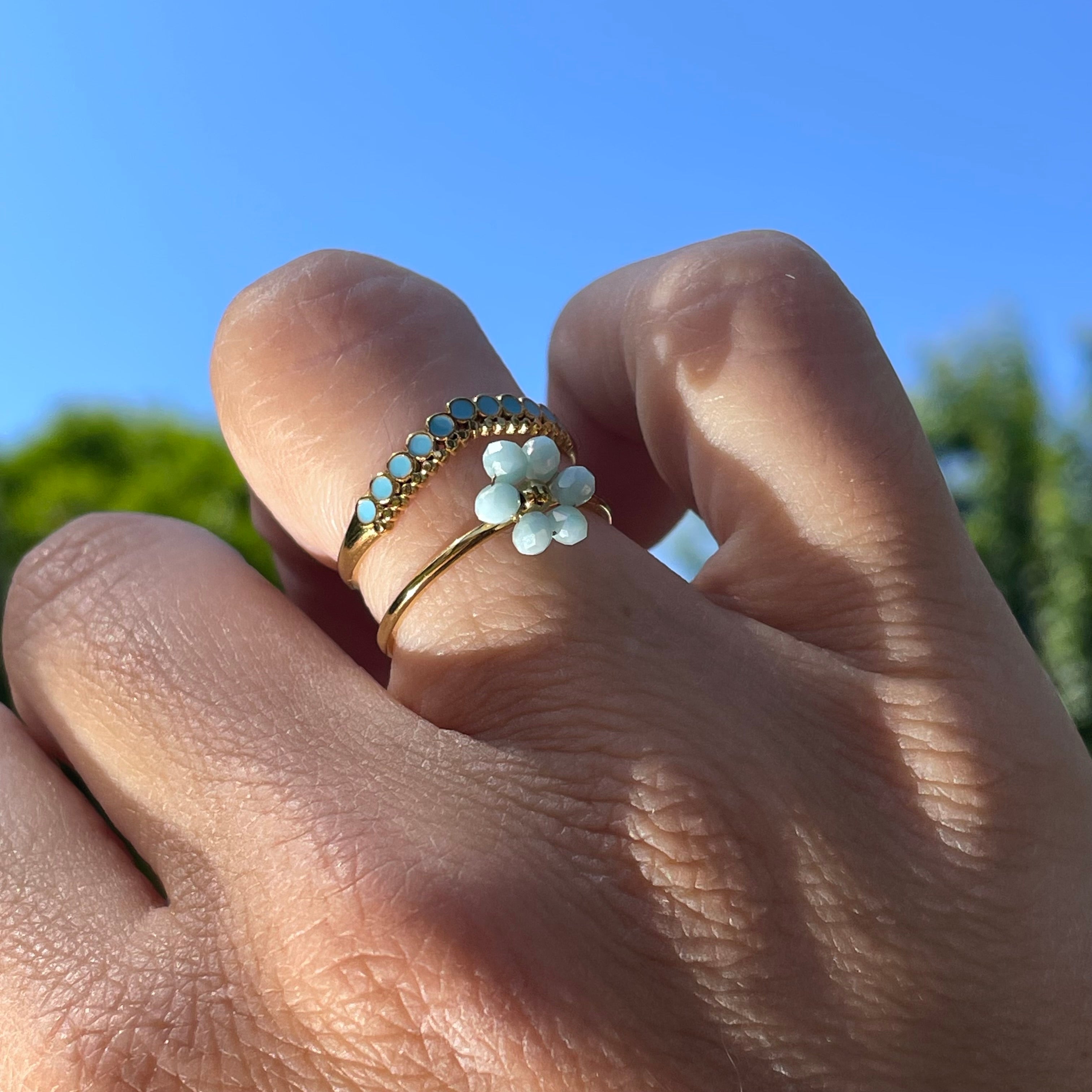 Anello fiorellino a due fasce in 4 colori