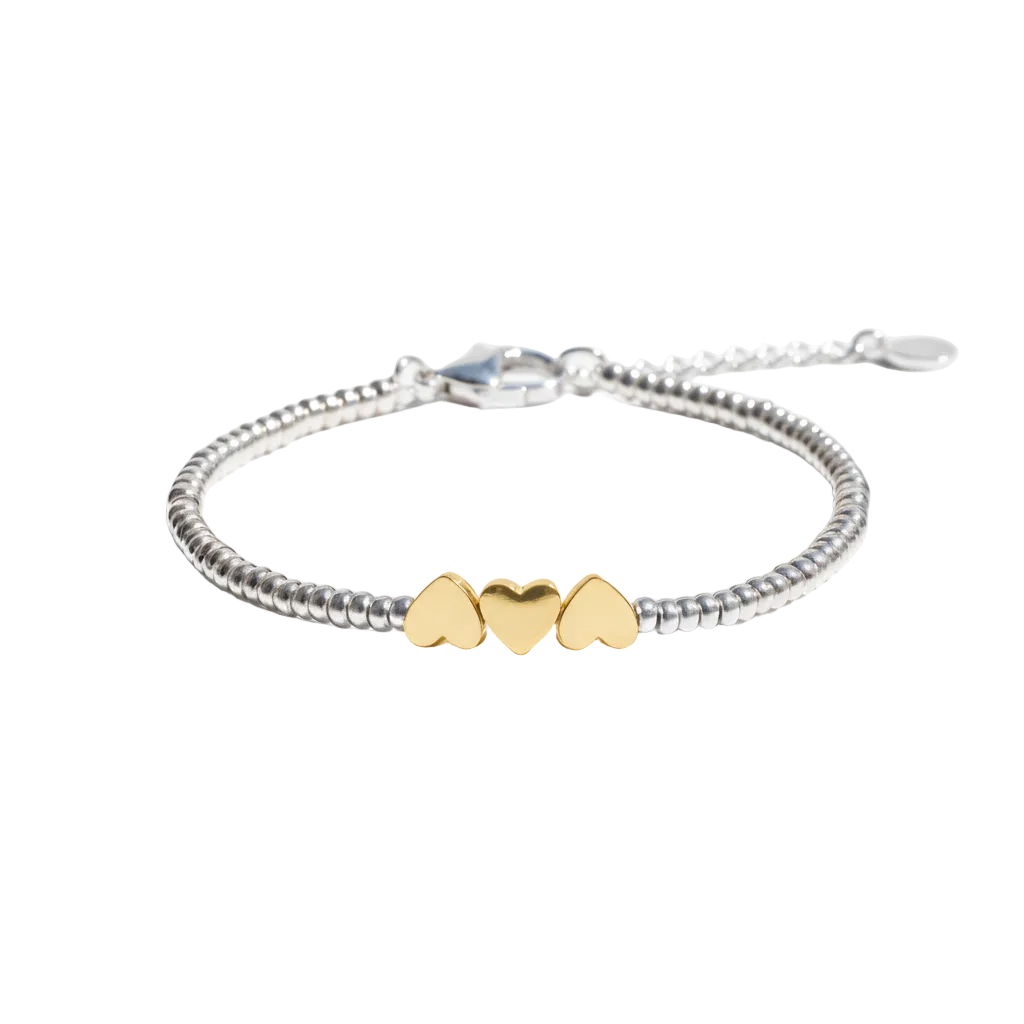 Bracciale tre cuori in 2 colori