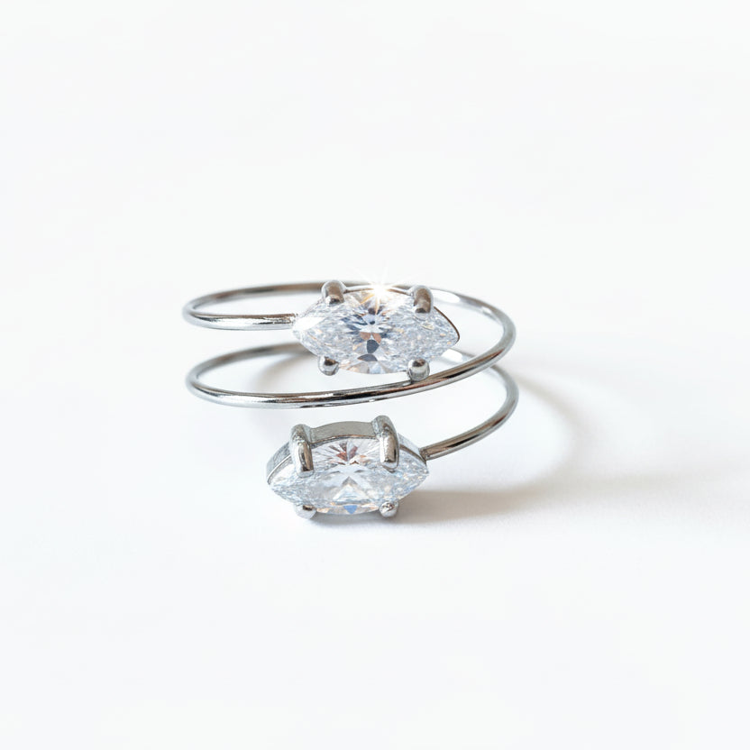 Anello double oval sparkling