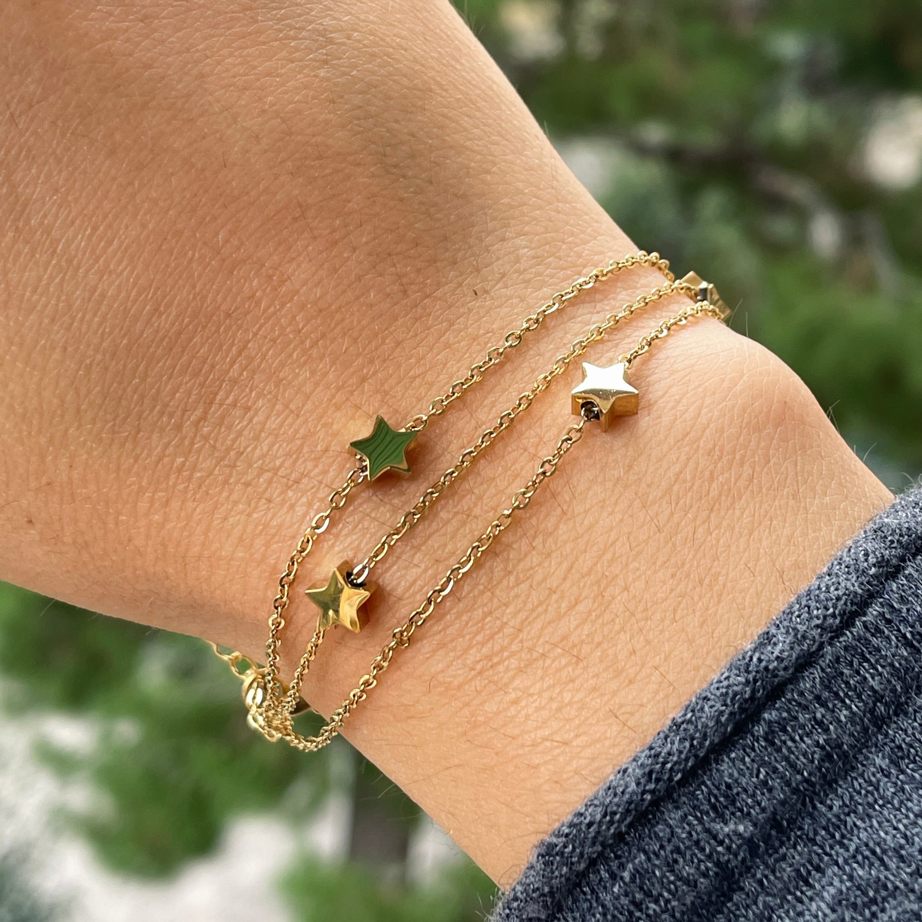 Bracciale stelline a tre fili in 2 colori