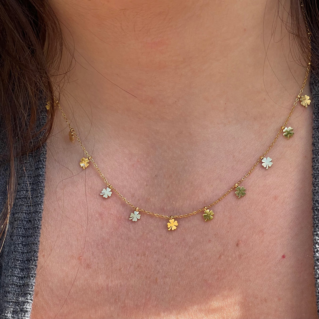 Collana con quadrifogli in 2 colori