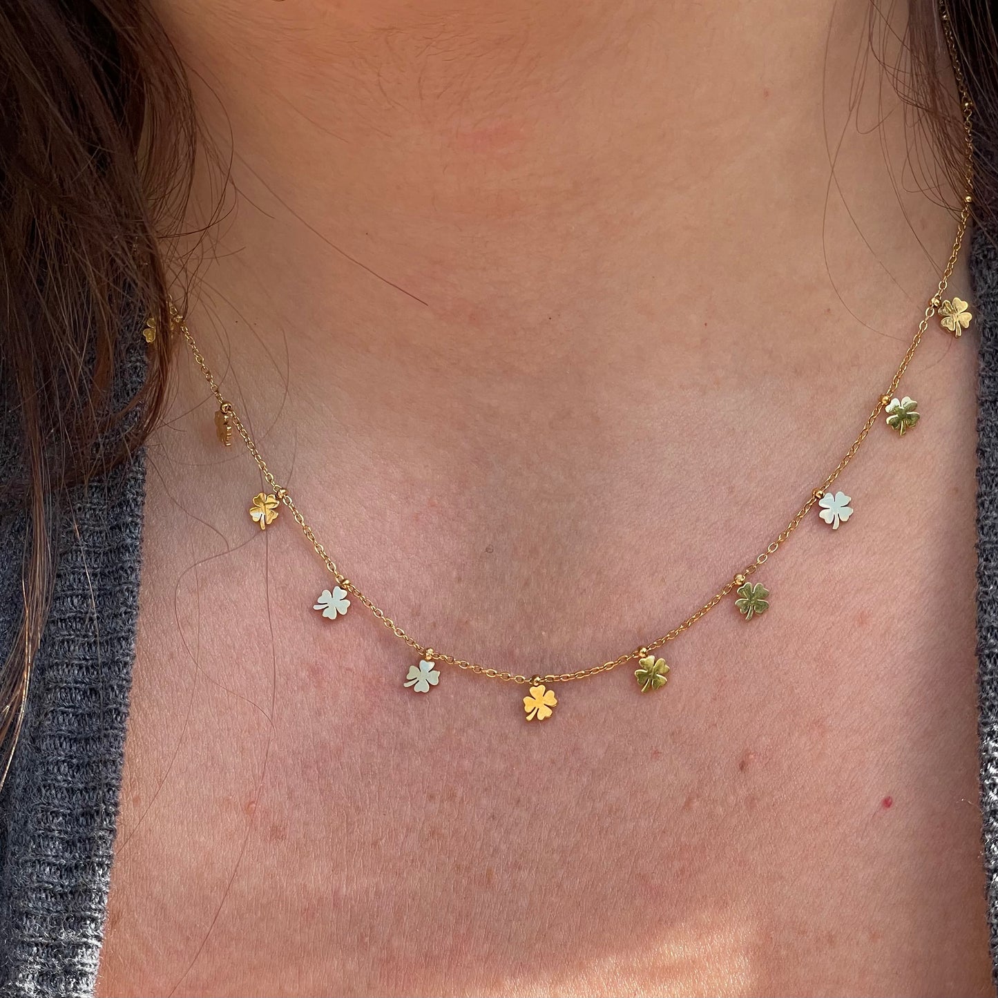 Collana con quadrifogli in 2 colori