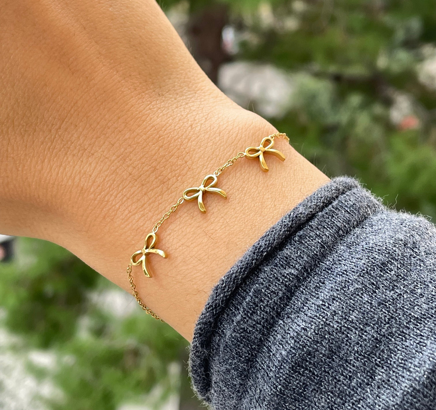 Bracciale tre fiocchetti in 2 colori